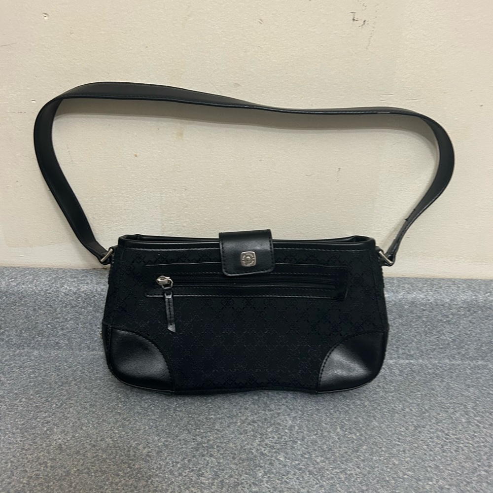 Chic Black Shoulder Bag with Leather Accents
